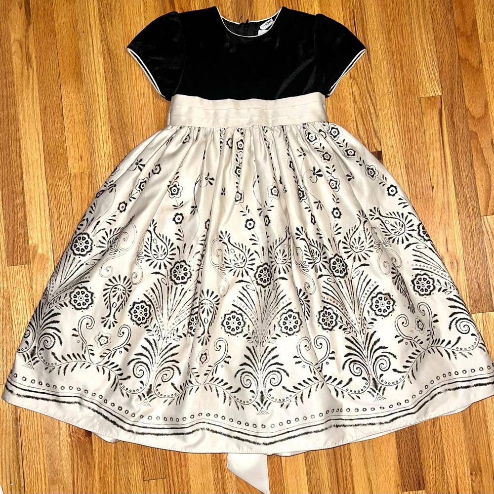 Vintage Sugar Plum NY Holiday Dress Girls Size 4 Black Velvet Satin Bow Satin
